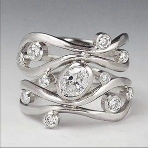 New Women’s 925 Silver Party Diamond Ring